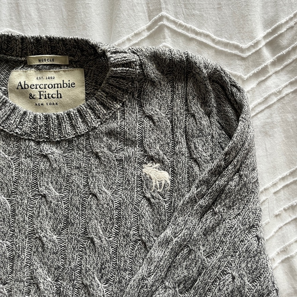 Abercrombie & Fitch Muscle Fit Cable Knit Sweater